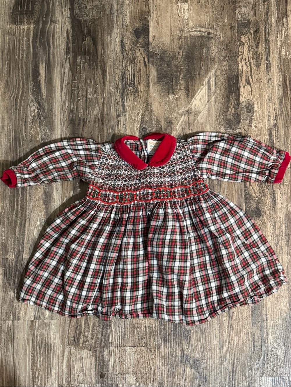 Classic Red Plaid Smocked Kids Dress